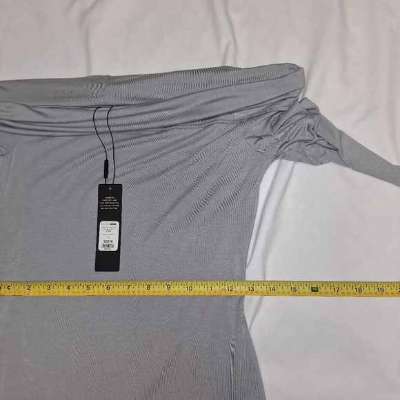 FASHION.NOVA NEW woman Size M Elegant Gray Off-Shoulder Dress - Picture 13 of 15